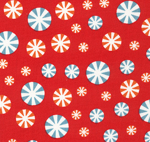 Fabric Finders 15 Yd Bolt 9.34 A Yd 1286 Peppermints on Red Print 100 Percent Pima Cotton Fabric 60 inch
