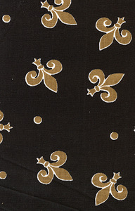 Fabric Finders FF1300 Bronze Fleur de Lis on Black Print Bolt 9.34 A Yd 100% Cotton 60"
