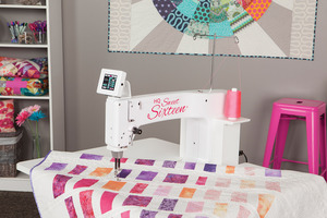 Handi, Quilter, HQ16, Sweet, Sixteen, Baby, lock, Tiara, III, 16x8", Long, arm, Quilting, Machine, 1500SPM, Sit, Down, Stand, Up, Table, USA, 28, ED, Lights, M, Bobbins, Optional, Extention, Leaf