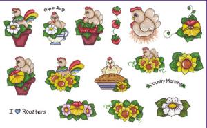 Amazing Designs BMC SP2 Chicken and Rooster Embroidery Brother Card