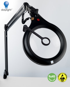 Daylight U22091 ESD Ultra Slim Magnifying Lamp XR, Wider 7" 175mm Lens 50% Lighter than 5" Lens Models, Brighter 28W Tube 150W equivalent, Static Safe