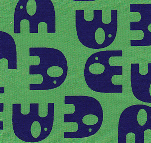Fabric Finders FF1440 Navy Elephants on Green Print 15 Yd Bolt 9.34 A Yd 100% Cotton 60"
