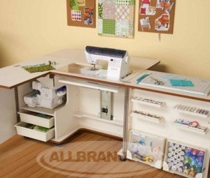 Tailormade Eclipse, Sewing, Serger, Cabinet E-W001, E-T001, Lift Platform, Teak, White,