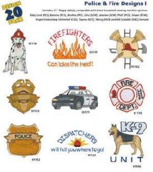 Amazing Designs 1233 Police and Fire I Embroidery Disk