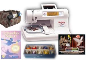 Simplicity SE3 Embroidery Machine STARTER KIT- Amazing Box II, Embroidery Magic 2 Digitizing, 3700 Design CD, 18 Spools Madeira & 25/5 Yr Ext WarrantY