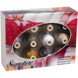 12, Package, SIGNATURE, GIFT, PACK, A, E, Cotton, Quilting, Sewing, Thread, 40, weight, Cone, 700, Yard
