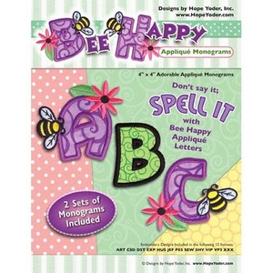 Hope Yoder HYCD2 Bee Happy Applique Monograms Embroidery Designs CDnohtin Hope Yoder HYCD2 Bee Happy Applique Monograms Embroidery Designs CDnohtin