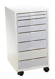 Stash It Thread Storage Cabinet Caddy Stackable White, 7 Drawers: Notions, Hoops, Thread Trays