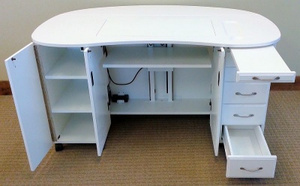 Fashion Sewing Cabinets Model 6100 Northstar, Fashion Sewing Cabinets Model 6100 Northstar 57-1/2"W x 36-3/8"D , Electric Lift, Pull Out Board, 5 Drawers, 5 Shelves, Thread Storage, 27x14 Insert