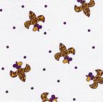 Fabric Finders 15 Yard Bolt 9.34 A Yd 1006 100%Cotton60inch White Twill w/ Purple&Gold Fleur De Lis
