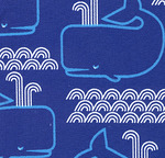 Fabric Finders 1275 1308 Turquoise Whales 15 Yard Bolt 9.34 A Yd Twill 100%Cotton 60in