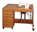 Fashion, (Roberts), 387e Electric, Quilting, Embroidery, Table, in Maple, or White, with W 47H Drop Leaf 42" W x 19 3/4" D