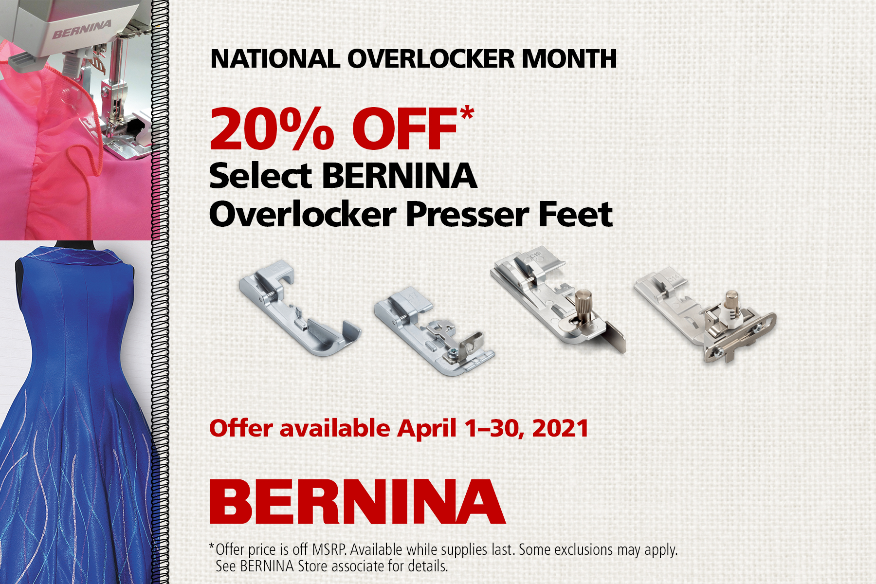 Bernina National Overlocker Month Feet Promotion