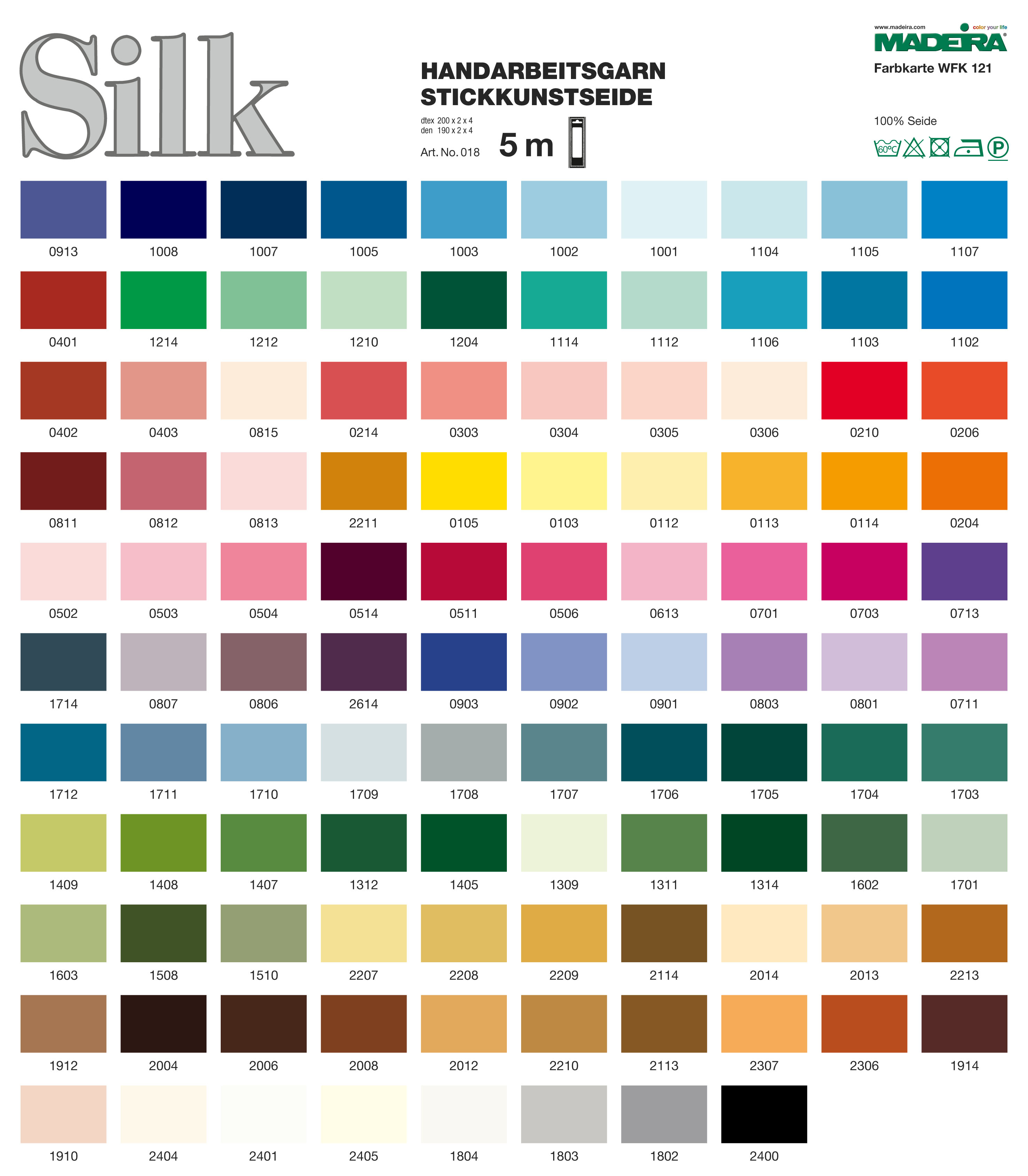 Madeira Rayon Embroidery Thread Color Card