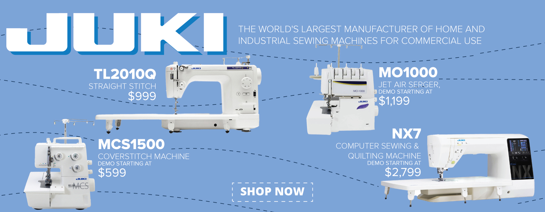 Sewing machines, embroidery machines, vacuum cleaners, small appliances