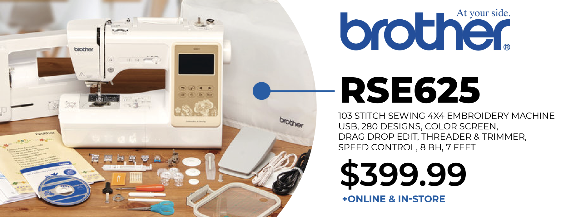 Sewing machines, embroidery machines, vacuum cleaners, small appliances