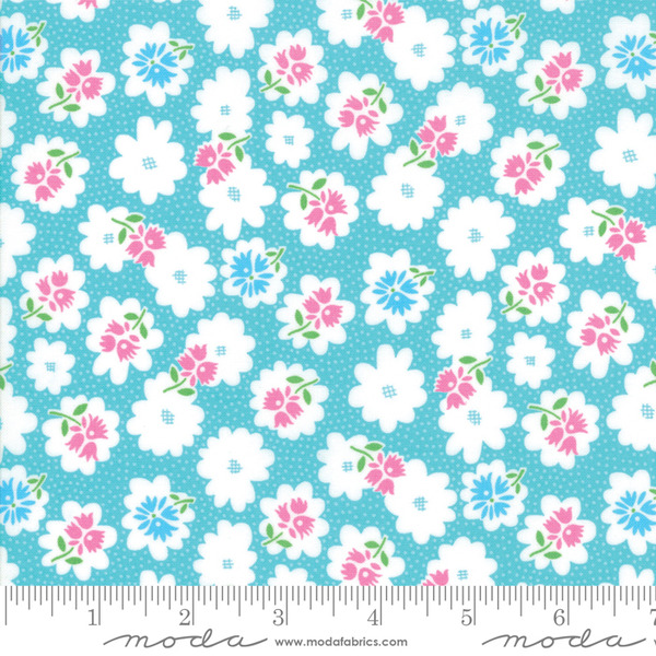 Moda 22383 11 Fiddle Dee Dee Turquoise - Flower Fiddle