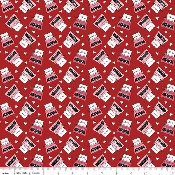 Riley Blake C7625-RED Hello Sweetheart Typewriter Red by yard