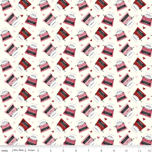 Riley Blake C7625-CREAM Hello Sweetheart Typewriter Cream by yard
