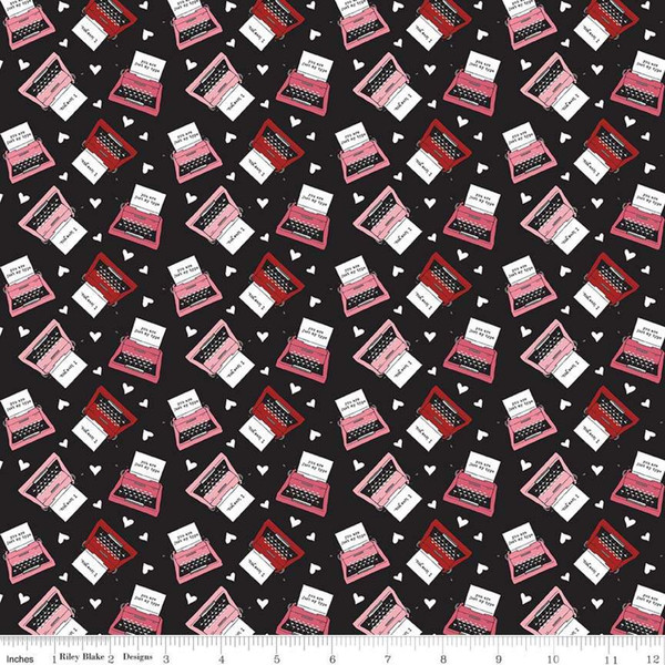 Riley Blake C7625-BLACK Hello Sweetheart Typewriter Black by yard