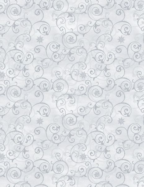 Wilmington Prints 1810 42458 991 Snow Valley Snowflakes Scroll Lt. Gray