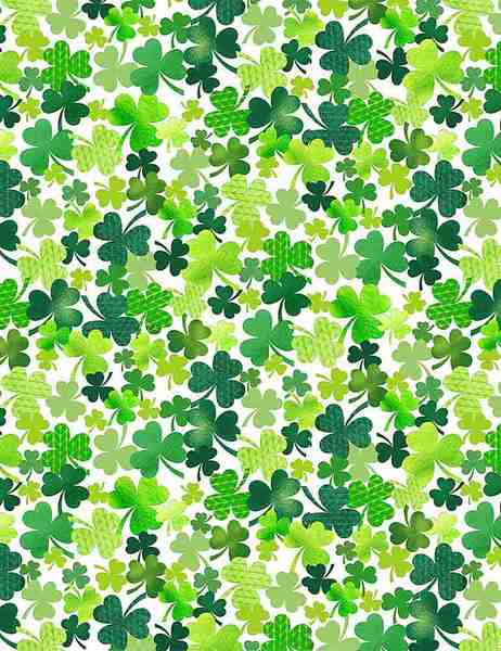 Timeless Treasures Gail-c8333 White PACKED CLOVERS