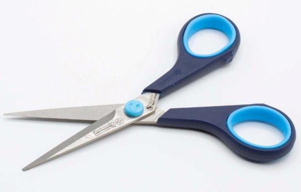 98879: Mundial M1864-1 5-1/2" Hobby/Craft Scissor, Cushion Soft, Dark Blue, Sky Blue, Blister Pack