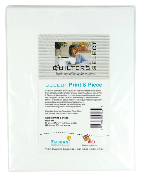 Quilters Select QSPP-811 Select Print & Piece, 25 Ct. 8.5" x 11" Precut Sheets