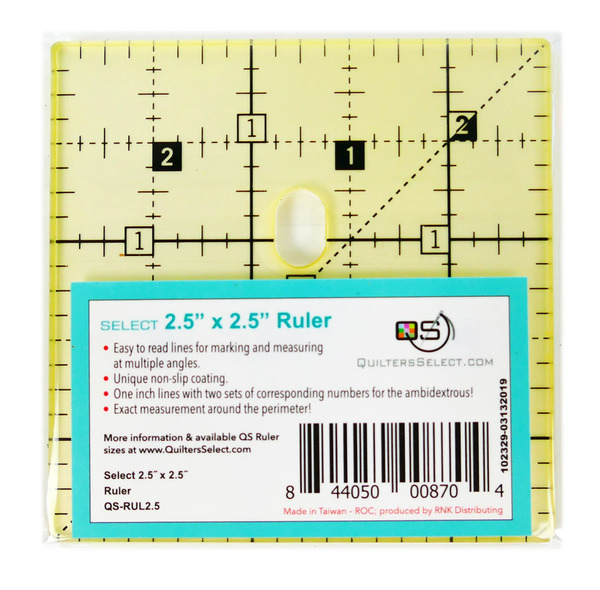 Quilters Select QS-RUL25 2.5" x 2.5" Non-Slip Deluxe Quilting Ruler