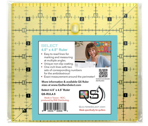 Quilters Select QS-RUL45 4.5" x 4.5" Non-Slip Deluxe Quilting Ruler