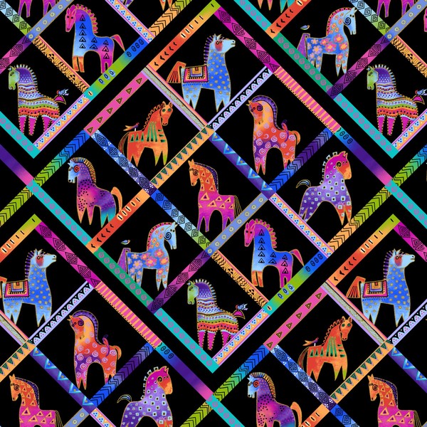 Clothworks CLTY3410-3M Fiesta Horses Designer: Laurel Burch