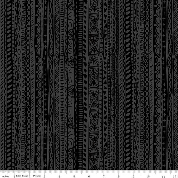 Riley Blake C11814-BLACK Amor Eterno Stripes Black