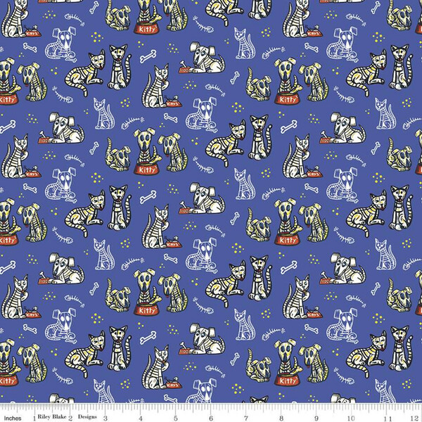 Riley Blake C11812-BLUE Amor Eterno Cats and Dogs Blue