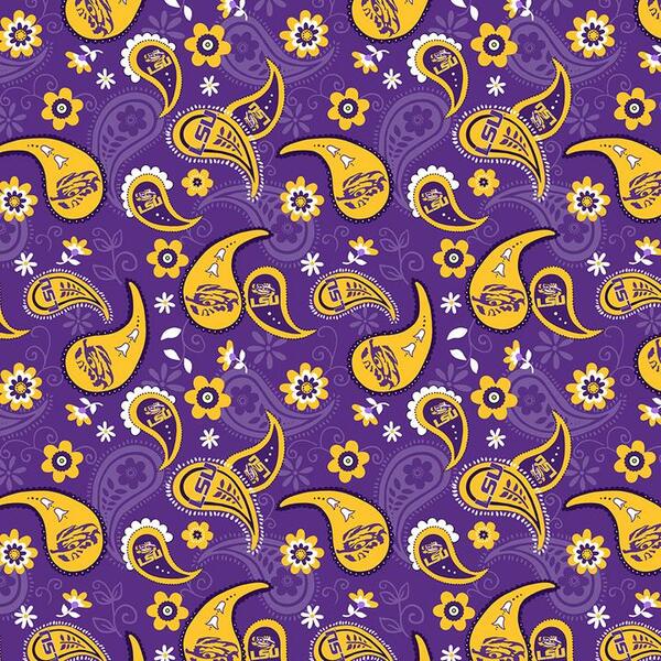 Sykel 1200 College Cotton - Louisiana State University Paisley Fabric