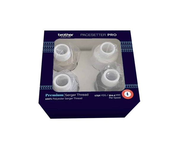 Brother ETSERGSTR 4 PC Premium Thread Cones Starter Pack Kit for Airflow 3000 Serger, with four 1750 yard spools of white, pearl grey, hi-taupe, black