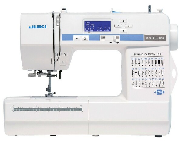 Juki HZL-LB5100 100 Stitch Patterns Compact Size Sewing Machine LCD Screen, 1-Step Buttonhole, Automatic Needle Threader