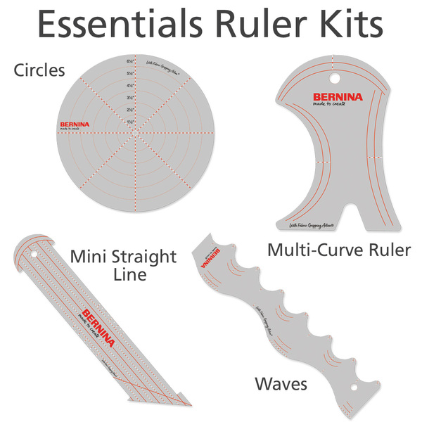 Bernina BA.BDRK Set of 4 Essentials Ruler Kit for use with Ruler Foot #96, #72, #72S Domestic or Longarm machines on both Frame and Table Models