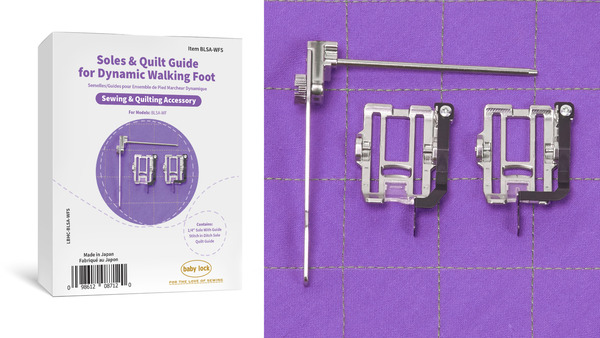 Baby Lock BLSA-WFS Baby Lock Dynamic Walking Foot Soles for BLSA-WF 1/4 inch Quilt Guide and Stitch in Ditch and Long Quilting Guide