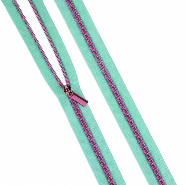 Sallie Tomato ZBY5C126 Raindrop #5 Nylon Tula Pink Coil Zipper 3yds and 9 Pulls
