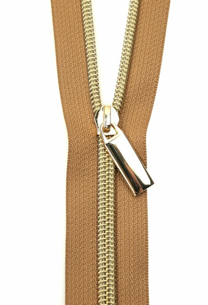 Sallie Tomato ZBY5C27 Natural #5 Nylon Gold Coil Zippers: 3 Yards with 9 Pulls
