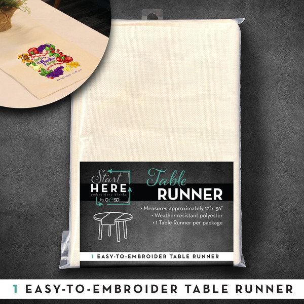 OESD OESDTRUNWH Table Runner 12in x 36in White
