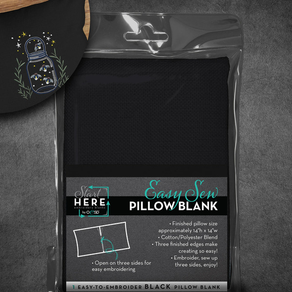 OESD 80454 Easy Sew Pillow Blank Black 14in x 14in
