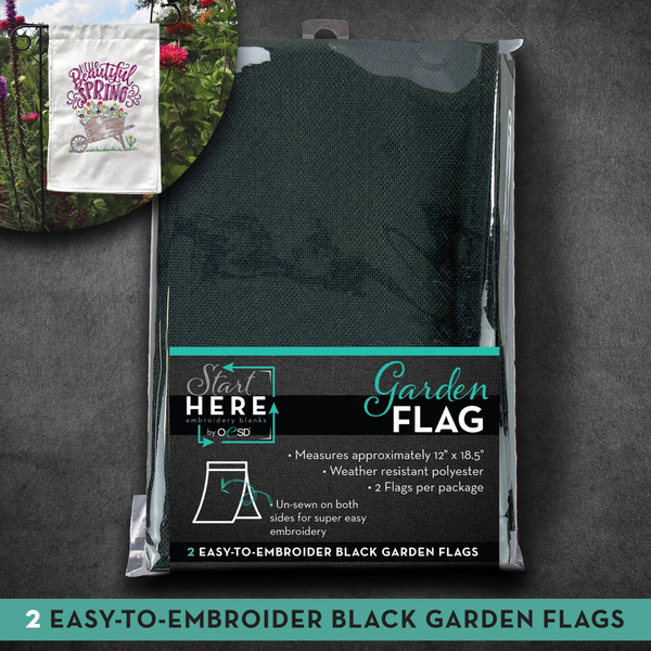 Embroidery Blank Garden Flag Black 12in x 18in 2pk Embroidery Fabrics