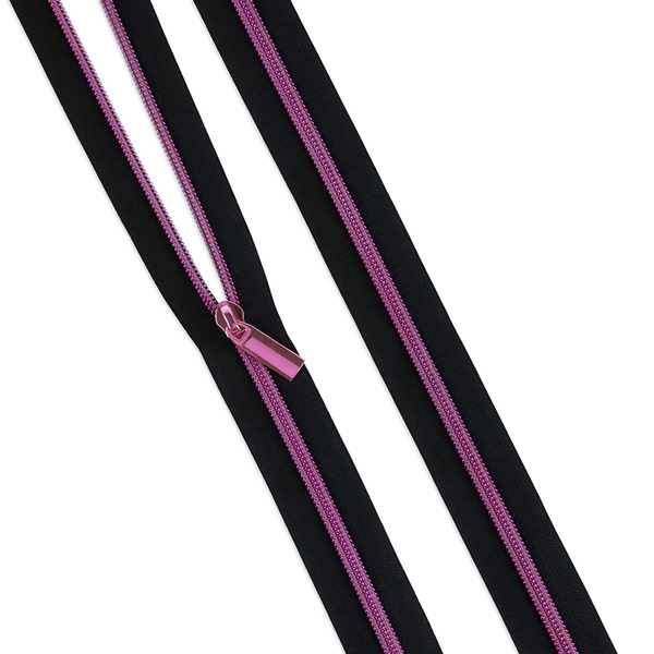 Sallie Tomato ZBY5C130 Black #5 Nylon Tula Pink Coil Zipper 3yds and 9 Pulls