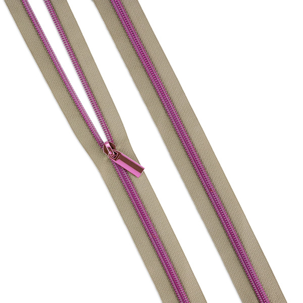 Sallie Tomato ZBY5C132 Beige #5 Nylon Tula Pink Coil Zipper 3yds and 9 Pulls