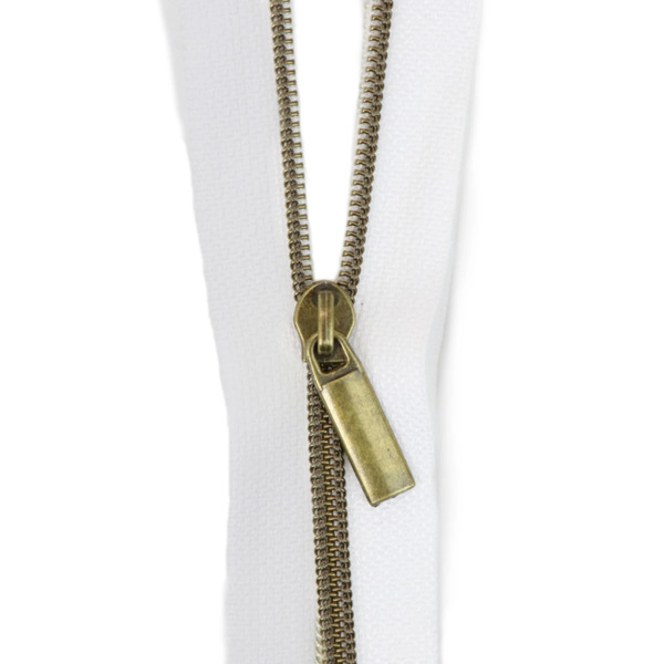 Sallie Tomato ZBY3C4 White #3 Nylon Antique Coil Zippers: 3 Yards with 9 Pulls