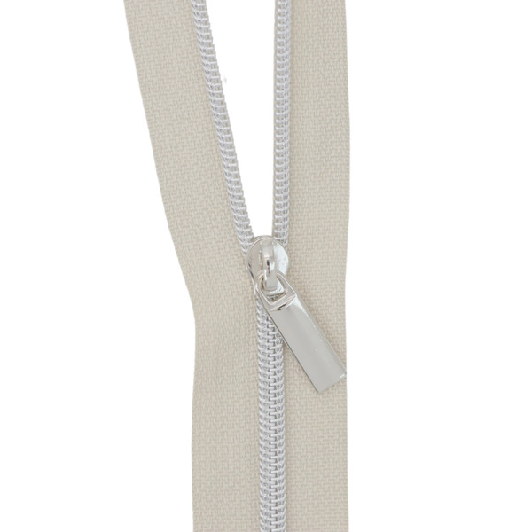 Sallie Tomato ZBY3C1 White #3 Nylon Nickel Coil Zippers: 3 Yards with 9 Pulls