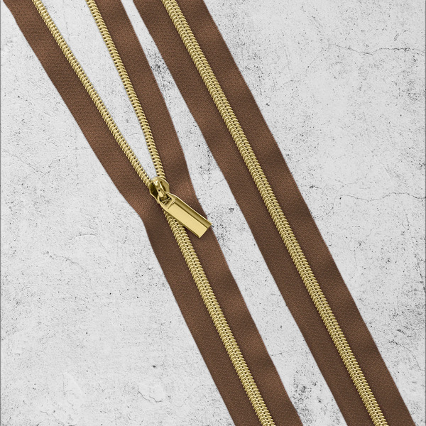 Sallie Tomato ZBY3C32 Zippers By The Yard Brown Gold