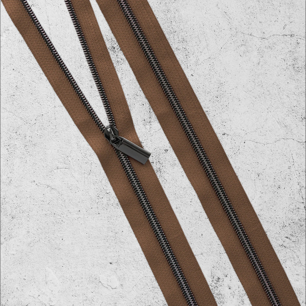 Sallie Tomato ZBY3C35 Zippers By The Yard Brown Gunmetal