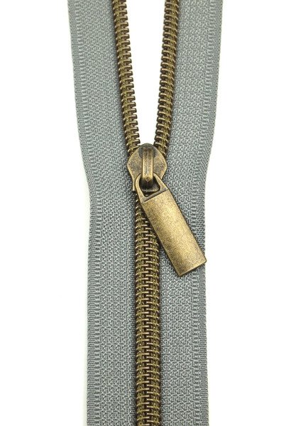 Sallie Tomato ZBY5C9 Grey #5 Nylon Antique Coil Zippers: 3 Yards with 9 Pulls